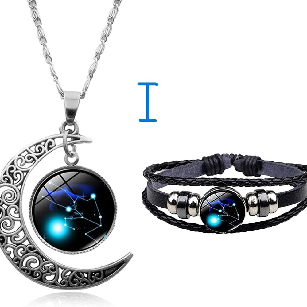 New 12 Zodiac Constellation Necklace & Constellations Beaded Hand Woven Leather - Picture 9 of 13